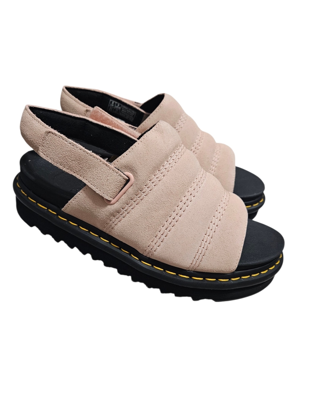 Dr. Martens Kole Powder Pink Suede Platform Slingback Sandals NEW